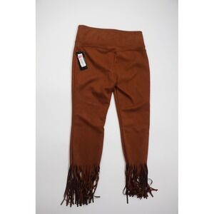 Slim Factor by Investments Fringe Leggings M Brown Faux Suede Western Boho Pants